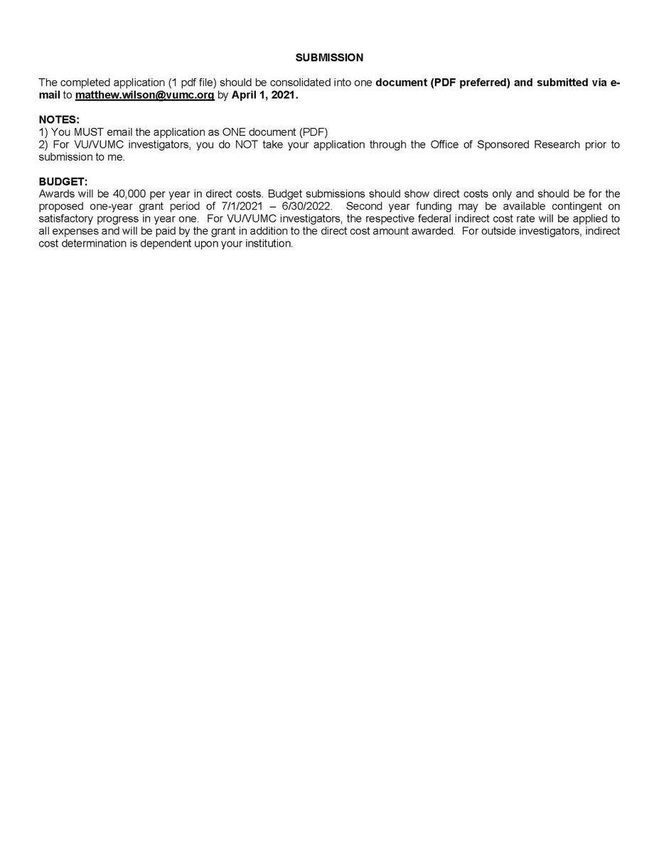 Matthew H. Wilson (@mattwilsonlab) on Twitter photo The Vanderbilt O’Brien Kidney Center is accepting applications for pilot and feasibility studies due April 1, 2021. See our RFA below. Contact matthew.wilson@vumc.org with questions or to apply! @VUMCKidney The Vanderbilt O’Brien Kidney Center is accepting applications for pilot and feasibility studies due April 1, 2021. See our RFA below. Contact matthew.wilson@vumc.org with questions or to apply! @VUMCKidney