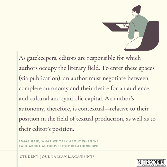 interscriptUCL's tweet photo. 👀 If you haven't read @emhair's article on Author-Editor Relationships, then you should! It's right here 👇
https://t.co/mXxtLf2xYo
--
#journal #author #editor #publishing #publisher #editors #article #literary #20thcentury #raymondcarver #gordonlish @gordonlish https://t.co/9KEsqYqY29