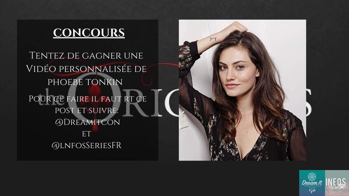 lnfosSeriesFR's tweet photo. #CONCOURS Tentez de gagner une vidéo personnalisée de Phoebe Tonkin.

Pour participer : RT ce Tweet et follow @DreamitCon &amp; 
@lnfosSeriesFR

Tirage au sort : 06/02

Bonne chance à tous ! https://t.co/LPpXSE3T0h