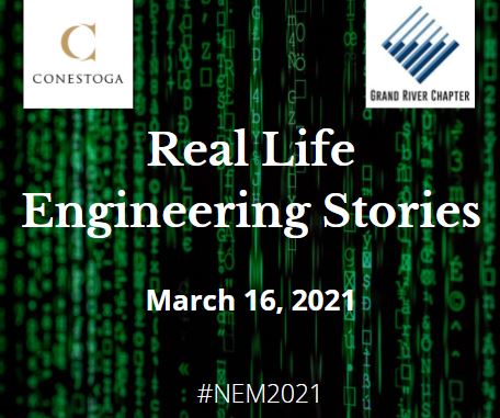 ConestogaC's tweet photo. On March 16, high school students considering a career in STEM are invited to attend Real Life Engineering Stories, a virtual workshop co-hosted by Conestoga and the Grand River Professional Engineers Ontario chapter as part of National Engineering Month: https://t.co/XYyEnZ132B https://t.co/xNQO2Ob6Ti