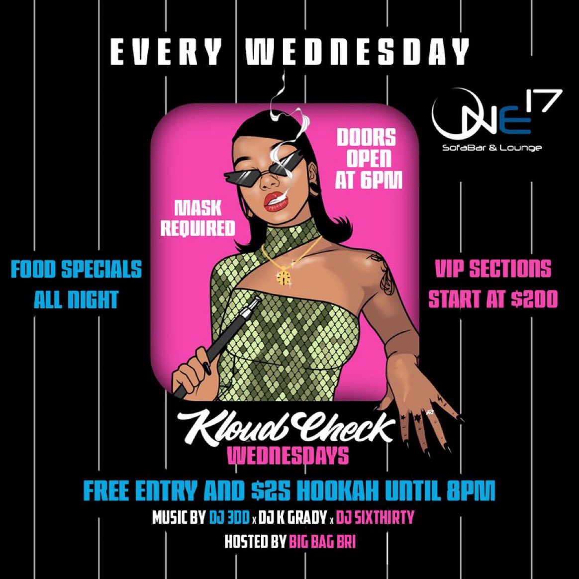 NaJee7_'s tweet photo. IT JUST GOT BETTER ‼️
#KLOUDCHECKWEDNESDAYS #JASCITYENT
FREE ENTRY W/ $25 HOOKAH UNTIL 8pm
COME PARTY W/ US AND ENJOY THE VIBES😎🔥 @DPtheMC
IF YOU NEED A BOOTH LEMME KNOW‼️DM ME https://t.co/pqSo9L7cWg