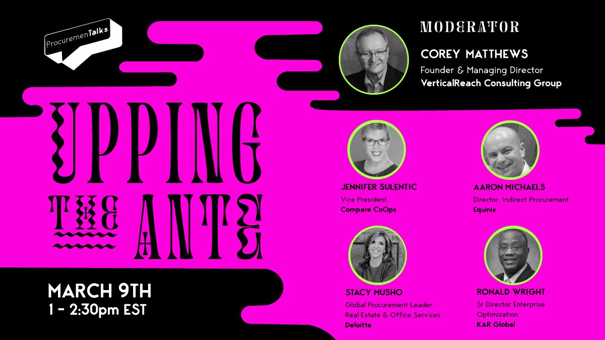 sscudder's tweet photo. Join us March 9th for our #Ptalk.

We’ve assembled a group of #sourcing leaders to find out how they are adding value. 

Our panel of experts will share their world-class innovative strategies for maximizing #procurement’s value to their companies.

---> https://t.co/FXSlec5Ck3 https://t.co/9SX7Al5Q4P