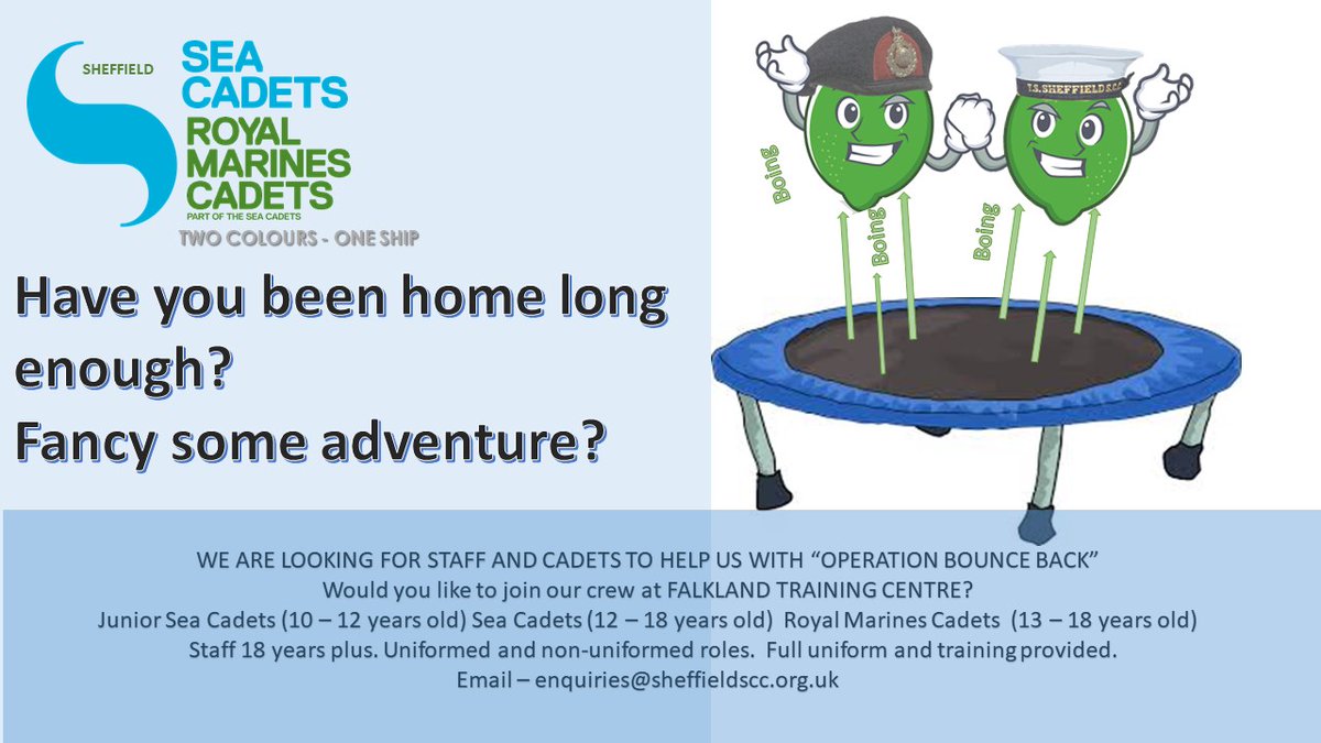 Sheffield_SCC's tweet image. We are recruiting Cadets and staff. Help us help young people in #Sheffield #succeed #OperationBounceBack @SeaCadetsUK @SupportcoyRmc email enquiries@sheffieldscc.org.uk