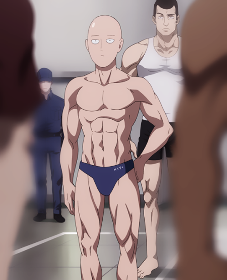 Тренировка сайтамы. Торс Сайтамы. Ванпанчмен Сайтама тело. Сайтама торс. Рикардо Милос аниме.