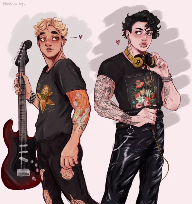 a mini, self indulgent #sakuatsu band au comic :^) 
"We look at each other a little too long to be `just friends'."
#haikyuu 