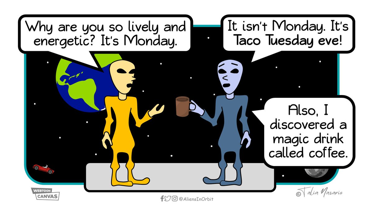 AliensInOrbit's tweet photo. How to survive Monday and make it into #TacoTuesday? Coffee ☕🌮👽

#MondayMotivation #mondaythoughts https://t.co/QL2Uxukv87