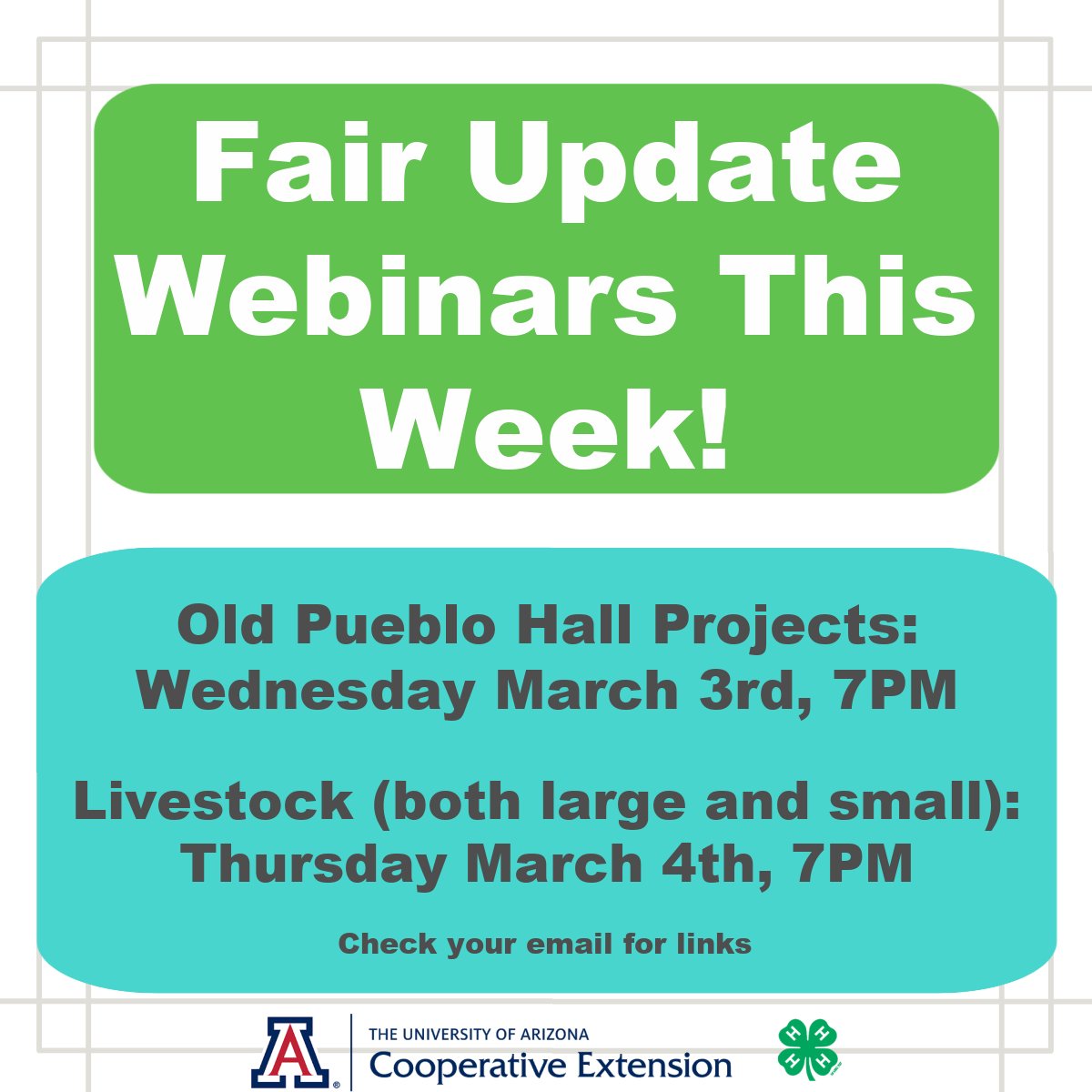 PimaAZ4h's tweet photo. Check your email for a link! Vital information on end-of-year competitions for Livestock and Old Pueblo Hall Projects. https://t.co/BWVSYwhMPg