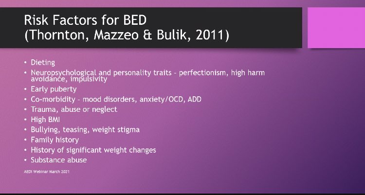 Dieting is a risk factor for #BingeEatingDisorder @AEDI_network @cbtbutch #EDAW2021