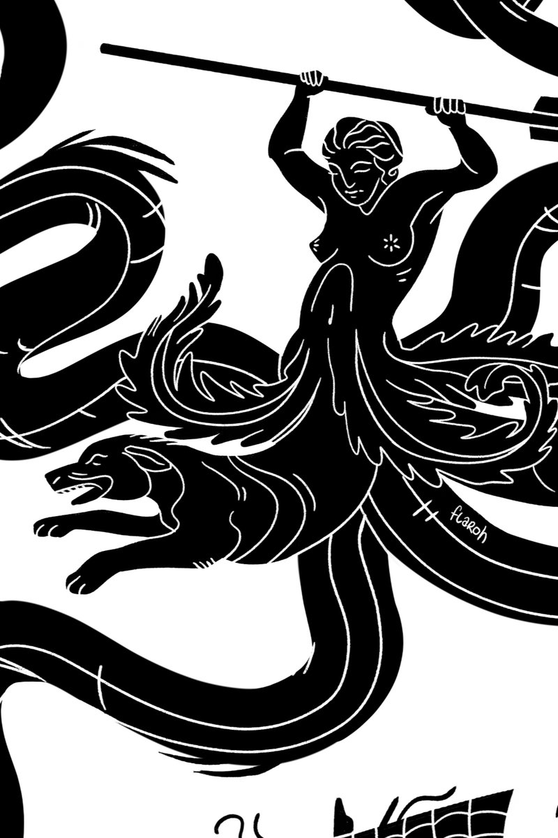 A hungry Scylla for #MosaicMonday 👩🐙🐺
This was a fun weekend of creating a mosaic design from a hodgepodge of motifs found at Ostia Antica's Baths of Neptune 🐟