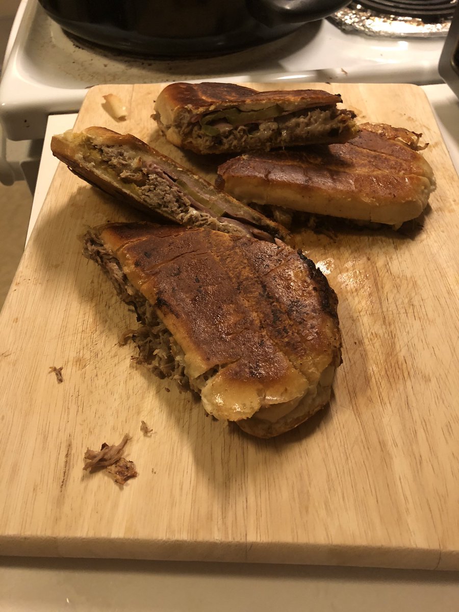 flounder824's tweet photo. Day 2 of these delicious pulled-pork Cuban’s. All the thanks to @Wolfiesmom and @FoodNetwork for the recipe. https://t.co/iT7vB7JRm8