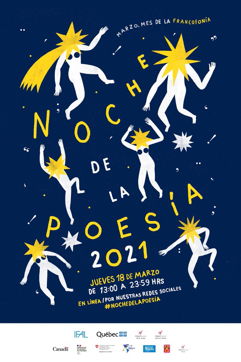 ¡Ha llegado el momento de anunciar la esperada #NochedelaPoesía! 🤩📖✒️🎤 
El próximo 18 de marzo de las 13h a las 23h59 deleita tus sentidos con los contenidos que tenemos preparados para ti, mantente atent@ para conocer más detalles ⚜🇲🇽 y visita ↘️ ifal.mx/noche-de-la-po…