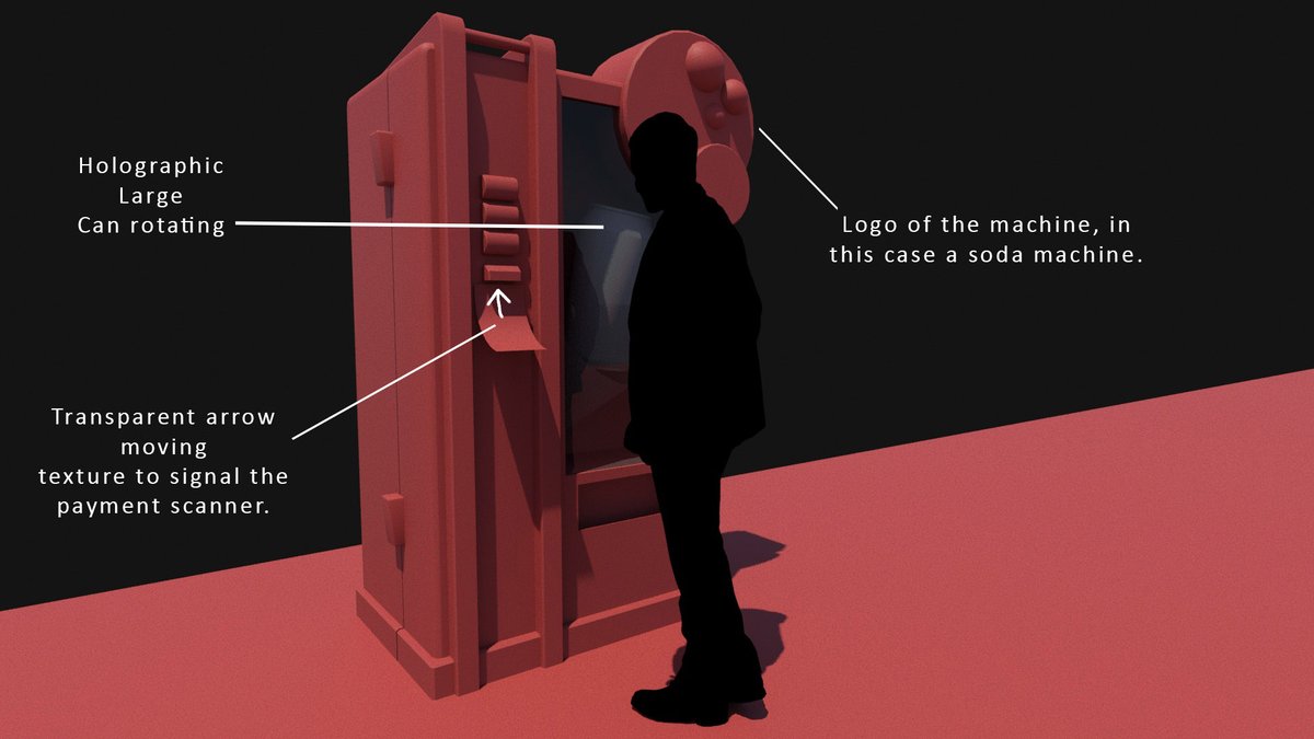 DeanGothard's tweet photo. Designing Soda machines for my sci-fi hotel scene. Getting the base idea down with changeable features for variety. #design #3dartwork https://t.co/eN99M2DviR