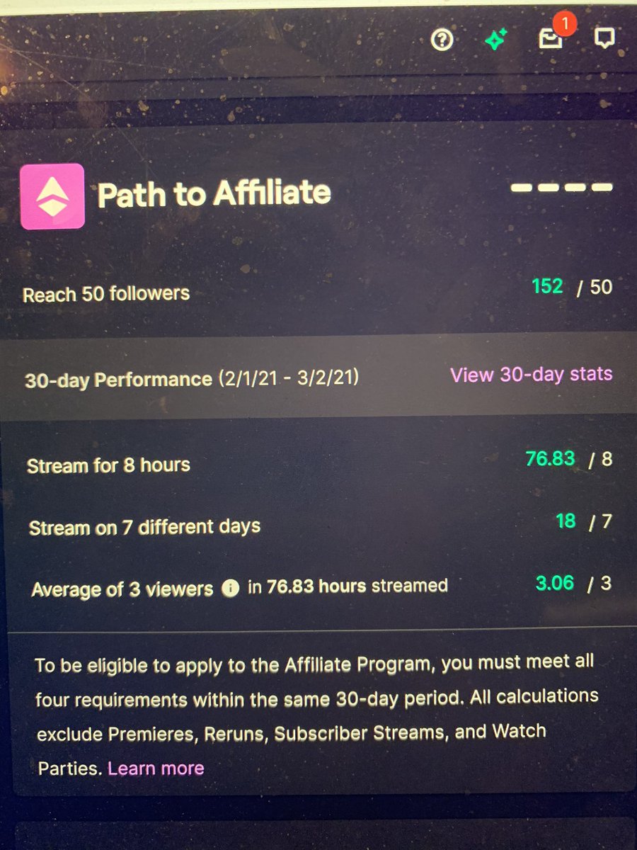jpeth97's tweet image. So tonight I made Twitch Affiliate❤️ HUGE love to everyone who stopped by😊

@StreamerWall @StreamersRT1 #streamcaster #twitchaffiliate