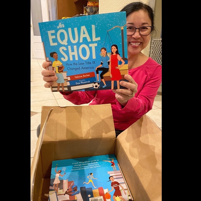 My copies arrived!! So grateful to @helainebecker for writing this story of Title IX and to #ChristyOttavianoBooks for giving me the opportunity to illustrate it! :) #kidlit #equalrights #womensrights #equality #AnEqualShot #titleIX #unboxing #celebrate #picturebook
