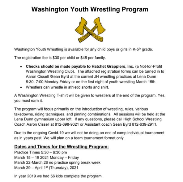 WashPrimary's tweet photo. 🖤🤼💛Washington Youth Wrestling is available for any child boys or girls in K-5th grade.🖤🤼💛
#GriffithGrizzlies
#IAMWashington https://t.co/Rkq6Lc6gzf