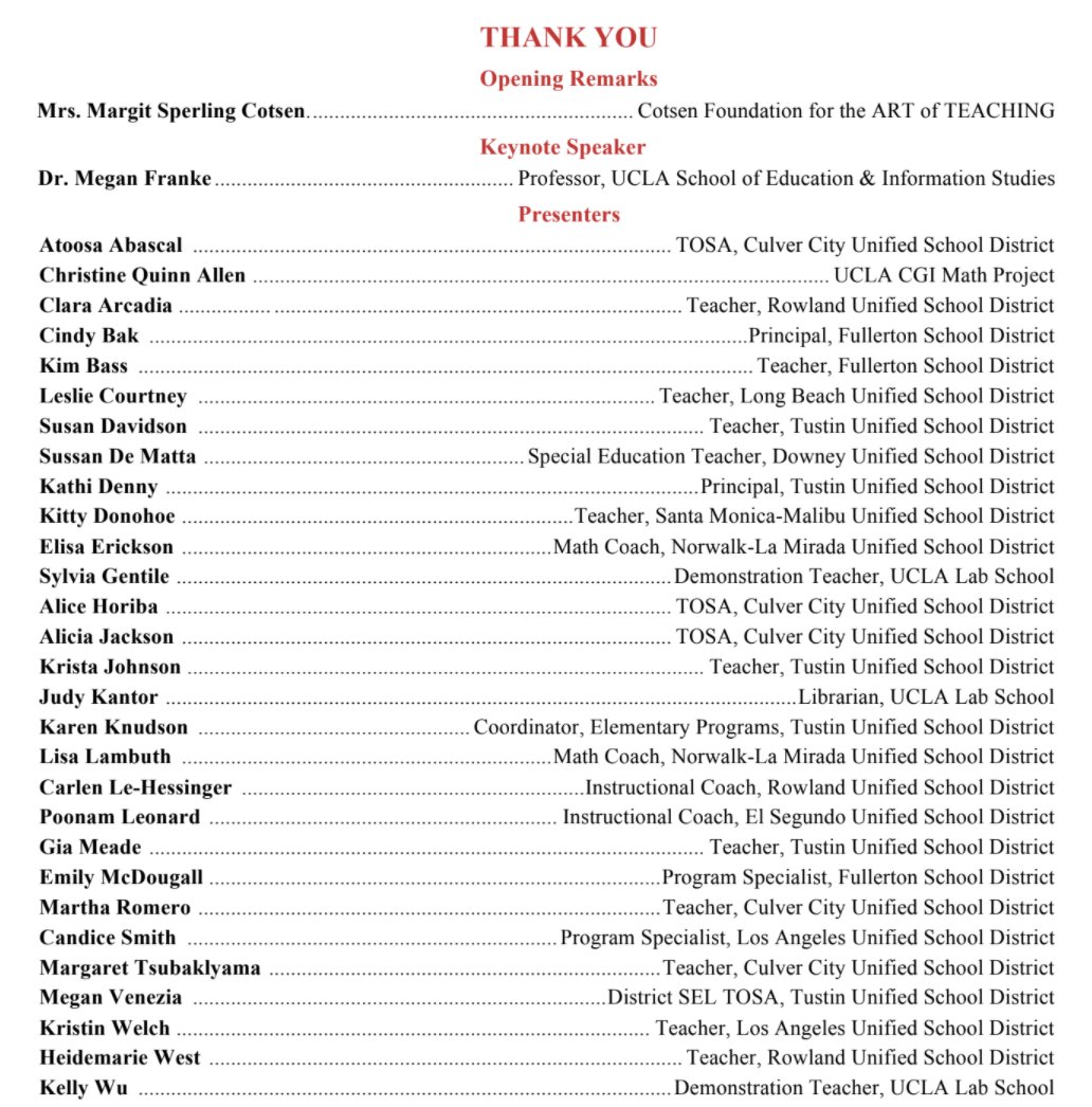 Thank to the <a href="/CotsenAoT/">ART of TEACHING</a> Alumni who shared incredible experiences and ideas learned during distance learning at our 6th Annual Empowered Learning Conference. 
You are truly appreciated! 
Special thanks to <a href="/SharonSutton/">Sharon Sutton</a> for being the wizard behind it all!
#CotsenELC2021 #Cotsen