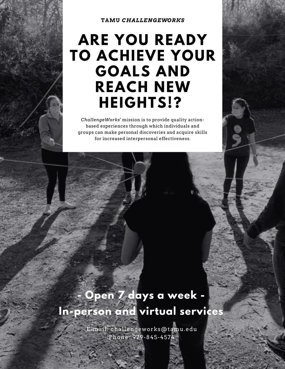 tamucw's tweet photo. Happy Monday!! 🤗

If you’re interested in coming out for a session or would like more information, please contact us via email at challengeworks@tamu.edu or give us a call at 979.845.4574! https://t.co/RaOojHZEwo