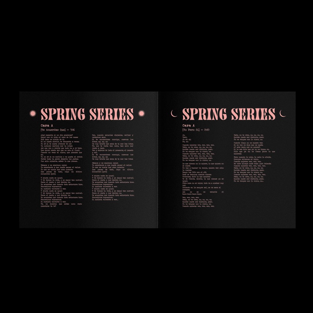 lidiaherranz_'s tweet photo. Este es el concepto de diseño especial de vinilo (7”) que he hecho para un trabajo de clase.

Inspirándome en @JMarquesSoprano y siguiendo el hilo de sus series (Summer y Winter), he creado un Spring Series sobre sus canciones Te Acuerdas Que y No Pero Sí.

👇🏼 (Hilo) 👇🏼 https://t.co/HucTbfFbl3