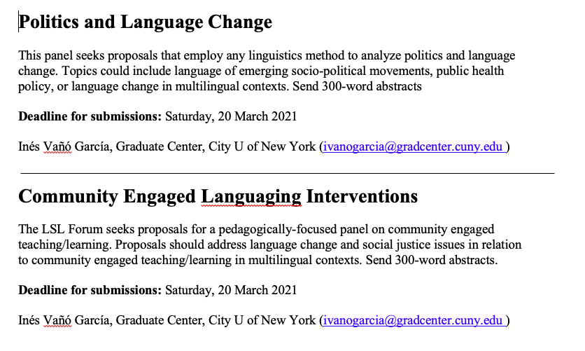 InesVano's tweet photo. Excited to share the #MLA LSL Language Change Forum CFP! #MLA2022 DM me if you have any questions! 🙃
Please share! ⬇️⬇️⬇️ https://t.co/oWiZ6l20sJ