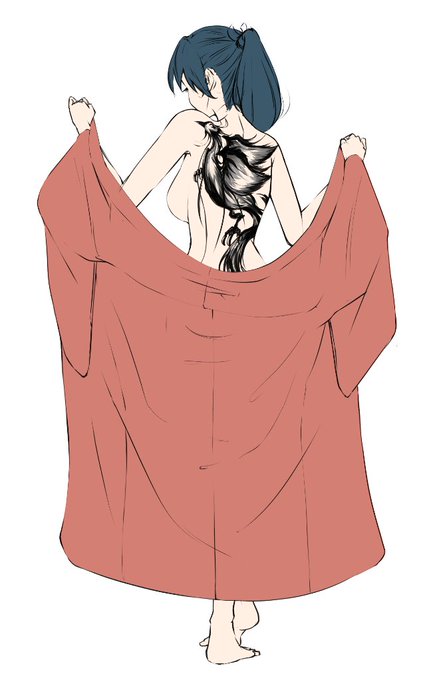 おはようございます。入れ墨ありきで描き始めたからど偉い事になっとる…背景とかどうすんのこれ。
一応差分もある…かも?? 