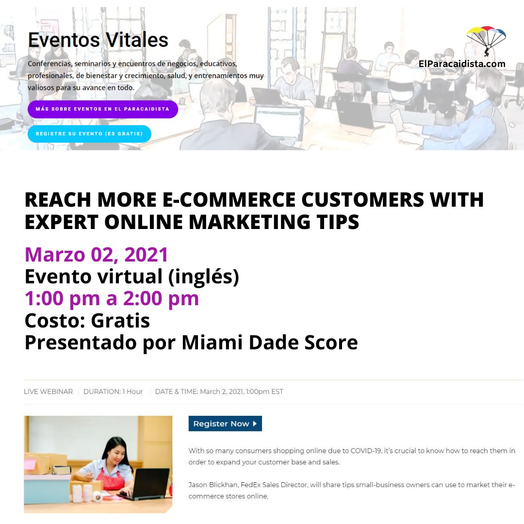 elparacaidista's tweet photo. Eventos Vitales | Reach More E-Commerce Customers with Expert Online Marketing Tips

Llegue a más clientes de comercio electrónico con consejos de expertos en marketing online. Detalles y registro. 👉 https://t.co/Xl6FPhQ99p

 #OnlineMarketingTips https://t.co/aRsa6Nqkxb