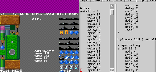 pypebros's tweet photo. [x] page 0xc indeed contains 'heal' anim
[x] blocs 1c-1f+21-27 do contain the anim
[x] page 2 (from 218) has the tile to animate
[x] block 18 within page 2 is the tile to animate.
So it *should* work, shouldn't it ? Or is there a bug in #ndsdev #MadeWithMyEngine ? https://t.co/d3h1gTYtnh