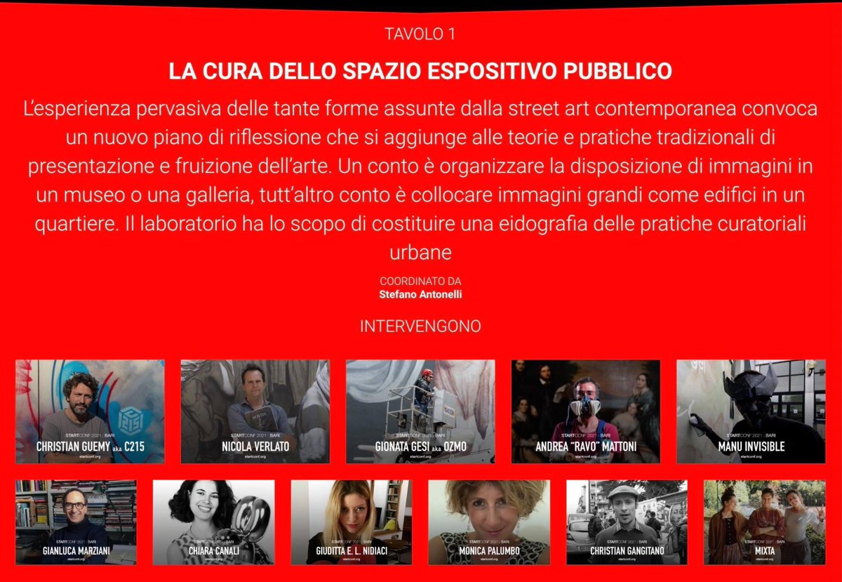 MonicaMomart's tweet photo. La #cura dello spazio espositivo pubblico! Venerdì 5 marzo sarò al tavolo di confronto con altri curatori e artisti per discutere di curatela dell’arte urbana! Iscrivetevi ai tavoli https://t.co/5cZomtnYVx #arteurbana #streetart #rigenerazioneurbana https://t.co/TQmKezfe4f