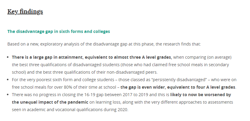 EEF (@educendowfoundn) on Twitter photo New <a href="/EduPolicyInst/">Education Policy Institute</a> report finds big variation in 16-19 disadvantage gap. Poorer students are equiv of 5 A-level grades behind more affluent peers in some areas of Eng. In other areas, poorer students are level with or even ahead of more affluent peers bit.ly/3dYntPS New <a href="/EduPolicyInst/">Education Policy Institute</a> report finds big variation in 16-19 disadvantage gap. Poorer students are equiv of 5 A-level grades behind more affluent peers in some areas of Eng. In other areas, poorer students are level with or even ahead of more affluent peers bit.ly/3dYntPS