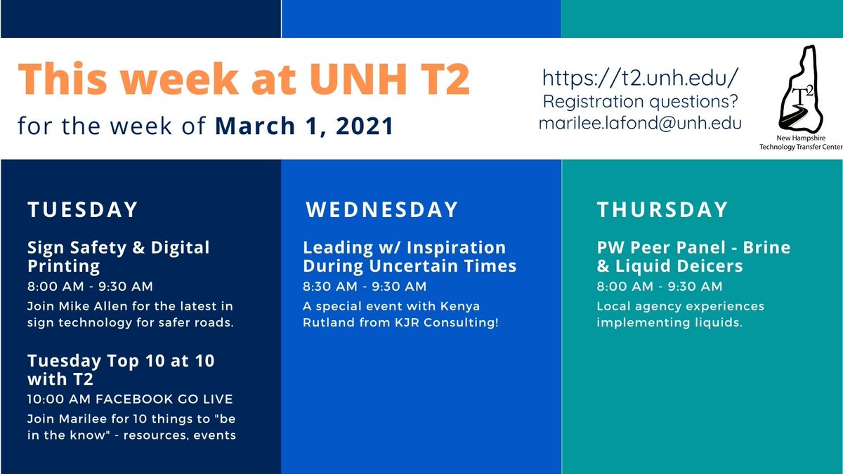 This week at UNH T2! Register here: t2.unh.edu/training-calen…