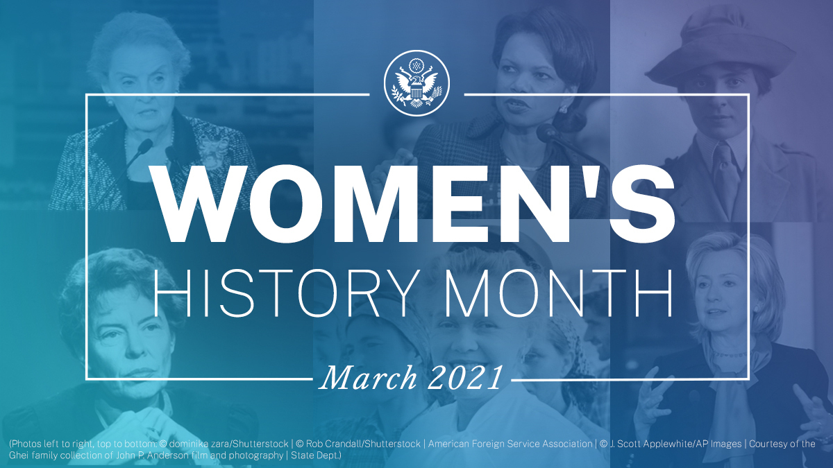 This #WomensHistoryMonth, we celebrate women in diplomacy who have blazed trails, negotiated peace, strengthened diplomatic relations, and opened doors for the exchange of cultures and ideas. go.usa.gov/xs5pA
