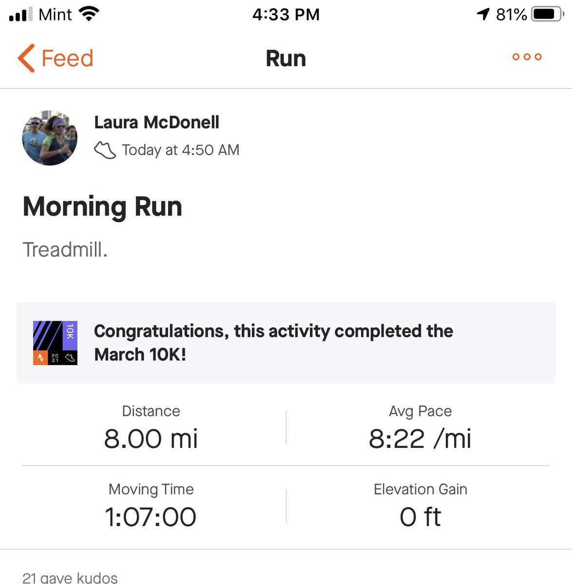 lmcdonell14's tweet photo. #FitLeaders #MarchMadnesschallenge @fit_leaders record your mile day 1- I ran an 8 mile run this morning 8:22 pace per mile. Not my fastest mile but I am proud of my consistent pace. #run @MikeREarnshaw #buildyourstrong #theroadtotoledo2021 https://t.co/nZAjIioQVp
