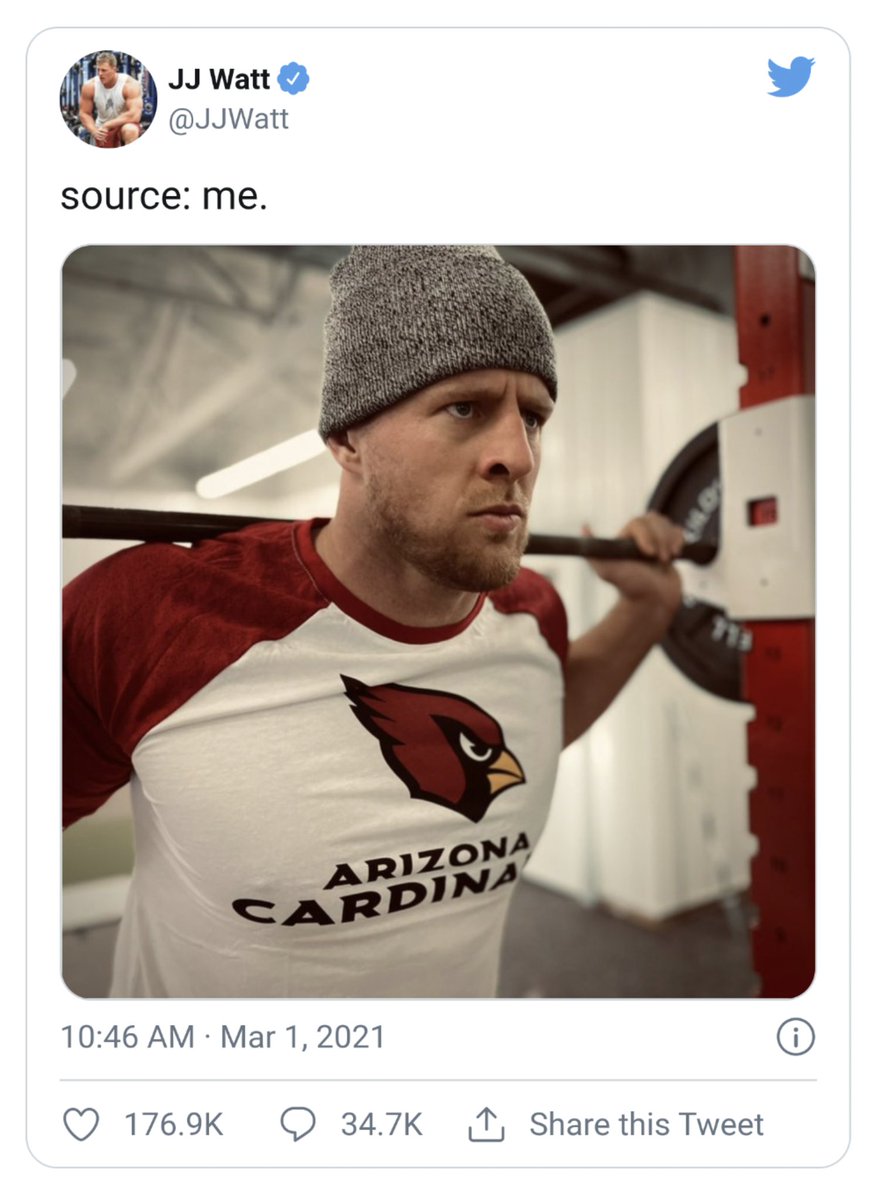 RunsWithFistArt's tweet photo. @JJWatt @AZCardinals yeiiii boiii!!! https://t.co/s6Kw4PVNNx