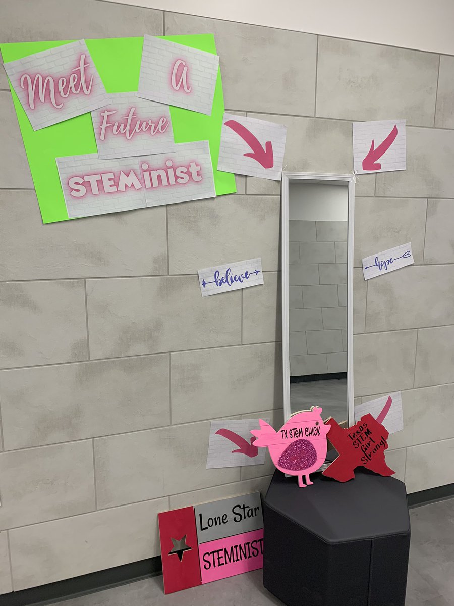 YallNeedScience's tweet photo. Celebrating #TXGirlsInSTEM every hallway telling of influential past and present women (including our very our teachers) in STEM!!!  @strike_leisd @LEISDScience1 #strikestrong https://t.co/SxRDd0ezpa