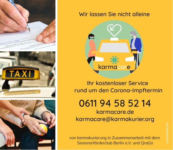 Freiwillige aus #Frankfurt und #Wiesbaden gesucht
Unterstützt #Impflinge beim Impftermin 

Bitte retweeten wir suchen Freiwillige die Personen beim Impftermin begleiten   

karmacare.de