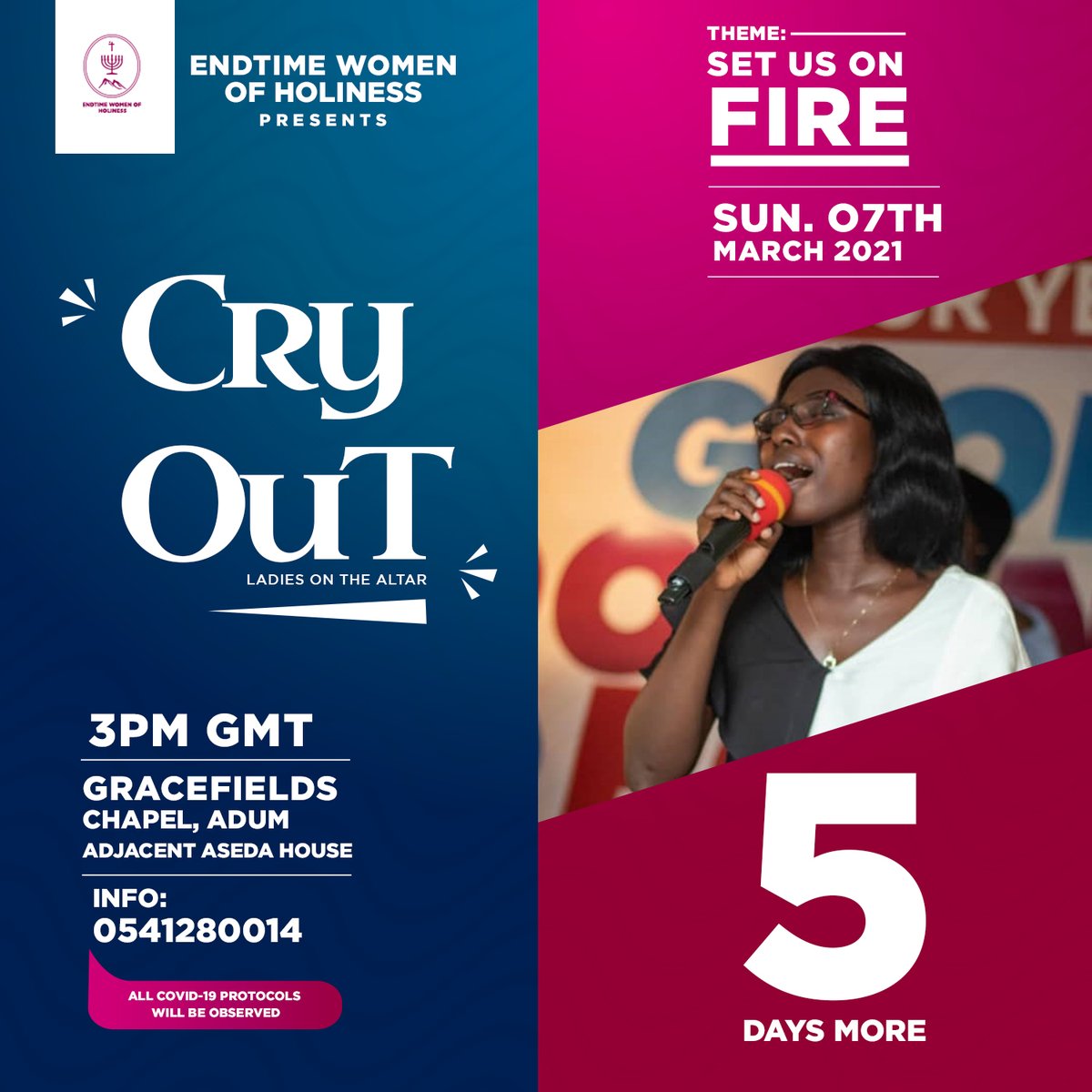 clement_afreh's tweet photo. ENDTIME WOMEN OF HOLINESS presents CRY OUT Ladies on the altar.
Host: @ladypastorrachael @higherheightministry
Guests
Rev Osei Karikari Annor
@sandraafreh_music
Details on the flyer
Mahama Rebecca #bringbackdamaker Pastor Rema mog beatz https://t.co/SPVCx6r05G