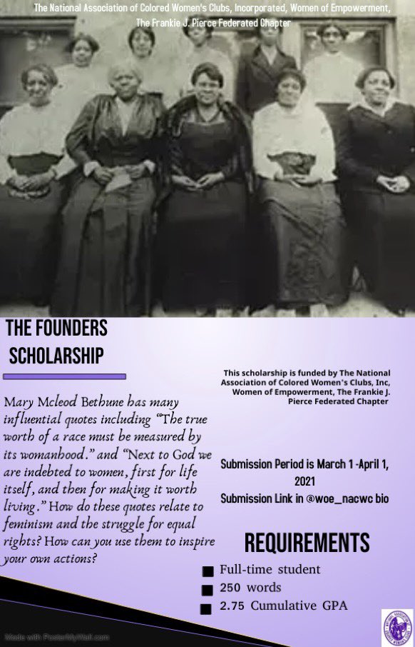 NacwcT's tweet photo. Where the money resides! Where the money resides! 💵Women of Empowerment presents The Founders Scholarship! 💜 APPLY TODAY through April 1. Please submit all files to the online application in @nacwcT Instagram bio! #tsu21 #tsu22 #tsu23 #tsu24 https://t.co/vgMCPFJzYg