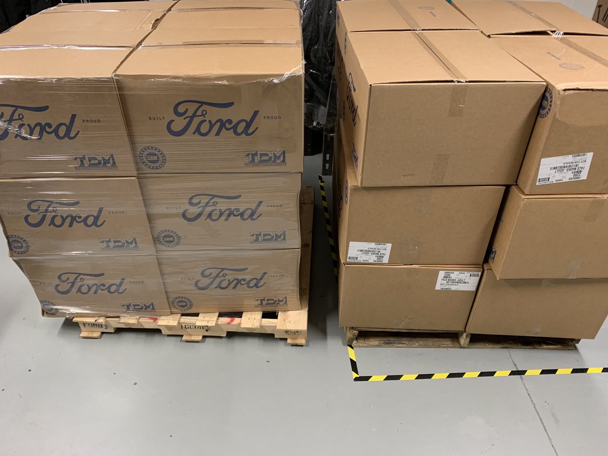 DurhamSheriff's tweet photo. We would like to thank @Ford and the @FordFund for the 24 cases of surgical masks (a 6 mon supply!) provided to DCSO as part of their #FinishStrong initiative. They will be used to protect employees and the public from the #COVID19 virus in multiple areas. #Grateful #MaskUpDurham https://t.co/TNqZb9naQu