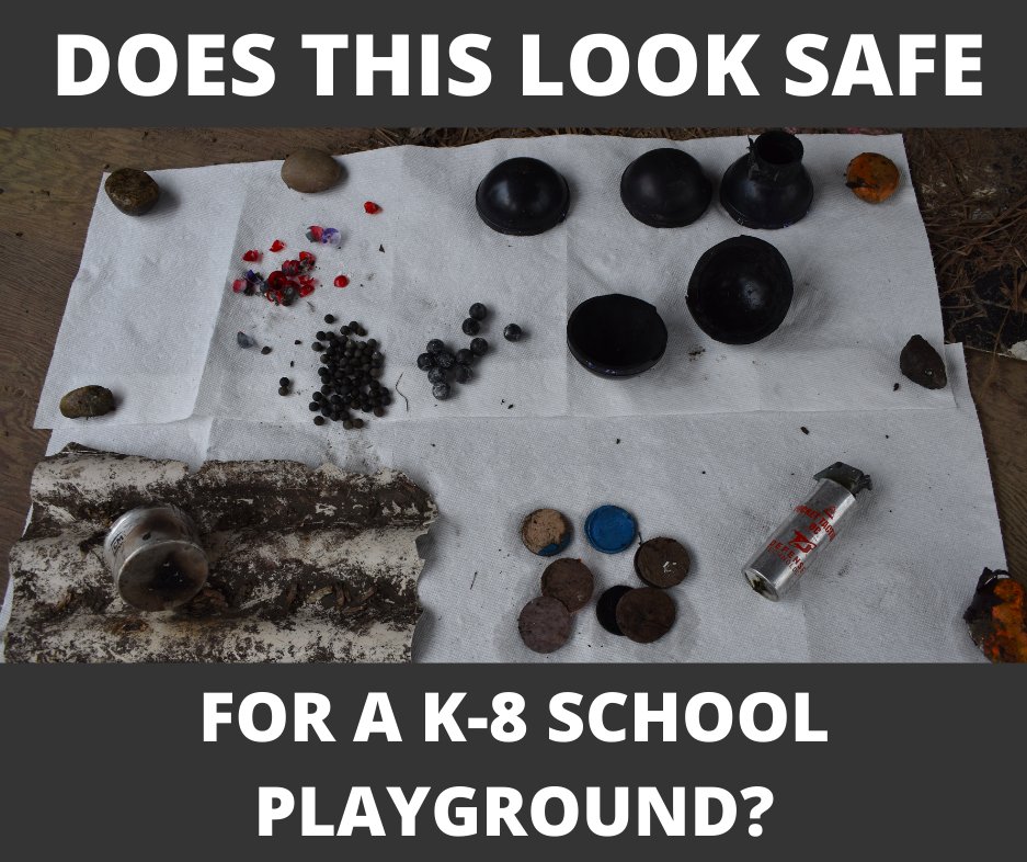 CSCSparents's tweet photo. Does this look safe for a K-8 playground to you?

We don't think so.  Our kids are slated to return to in-person school as early as April, but federal agents have left our playground littered with chemical munitions and coated in tear gas. 

(photo credit Dr. Juniper Simonis) https://t.co/Xwairq18Hw