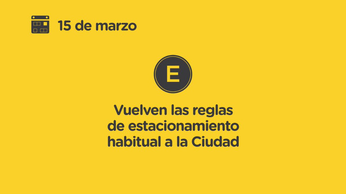 [Estacionamiento 🚗]  A partir del 15 de marzo se restablecen las reglas habituales de estacionamiento en la Ciudad de Buenos Aires. 
▶️ + INFO: bit.ly/303SrxG