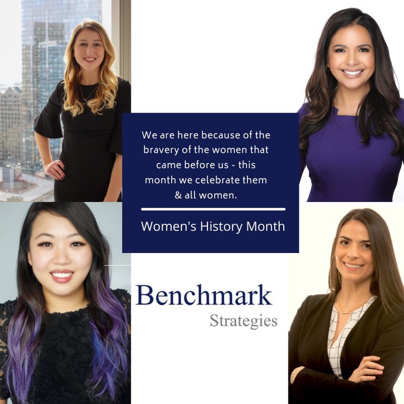 March is #womenshistorymonth - Benchmark Strategies is proud of the women who help lead the firm and all of the women that inspire us. 
#womenleaders #womeninpower #womeninpubicaffairs  #womeninspiringwomen #womenempowerment #womeninbusiness <a href="/n_herendeen/">Nicole Herendeen</a> @ElysiaReports
