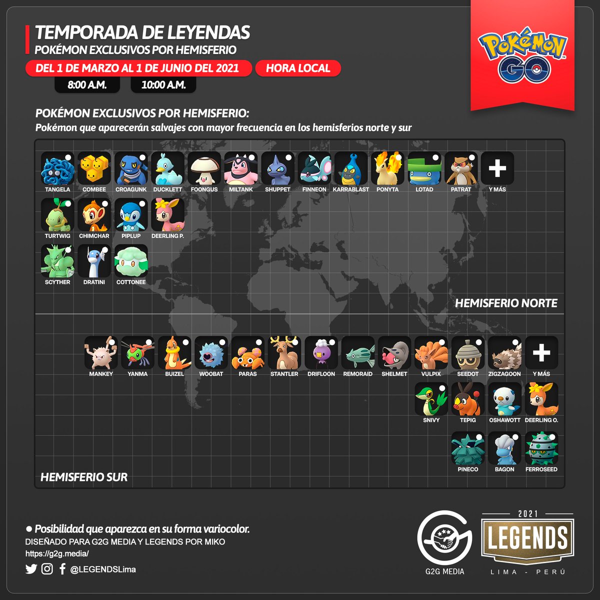LEGENDSLima's tweet image. 🇪🇸
¡Comienza la #Temporadadeleyendas!
🟠 Pokémon exclusivos por hemisferio
🟠 Cambios en las eclosiones

⚠️ #Fletchling variocolor hará su debut el 6 de marzo.

#PokémonGO #G2G #PokémonGOApp