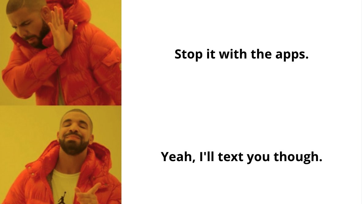goharbr's tweet photo. We feel you @Drake 🙏 no one should have to use 5 different apps to update their work. 

Harbr can help with that! 

#noapps #textupdates #sms #smsupdates #easeofusefortrades #constructiontechnology #construction #finance #matchworkdonetopayments #promptpayments https://t.co/xqD8Nk6mIm