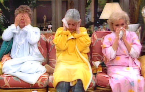 goldengirlsnews's tweet photo. #OnThisDay March 1, 1986, #GoldenGirls aired S1E21 "The #Flu" https://t.co/sU7J6E6NHU Dorothy, Rose, and Blanche all come down with the flu at the same time... just before an awards dinner. #EstelleGetty #BettyWhite #RueMcClanahan #BeaArthur #Sick #Cold #WinterBug #Influenza https://t.co/sgNjeOUfDn