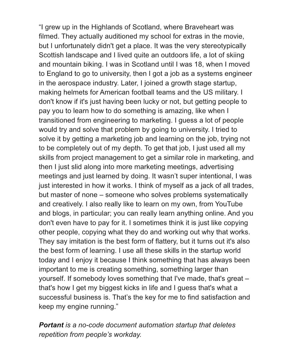 shirtsofstartup's tweet image. “I grew up in the Highlands of Scotland, where Braveheart was filmed. They actually auditioned my school for extras in the movie, but I unfortunately didn't get a place...”

#shirtsofstartups #Entrepreneurship #founders #startuplife