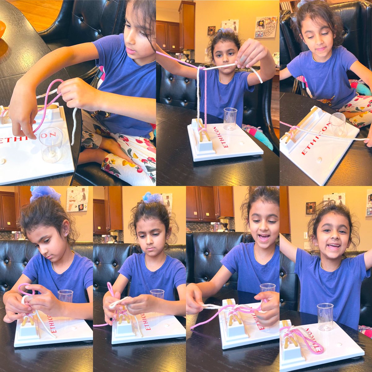 SG_Surgery's tweet photo. @Ethicon @ngmcgme @myNGPG @myNGHS #knottyingboard #shoelacesready #FirstGrader #focused #success! @gill_zameer https://t.co/koplUttVLK