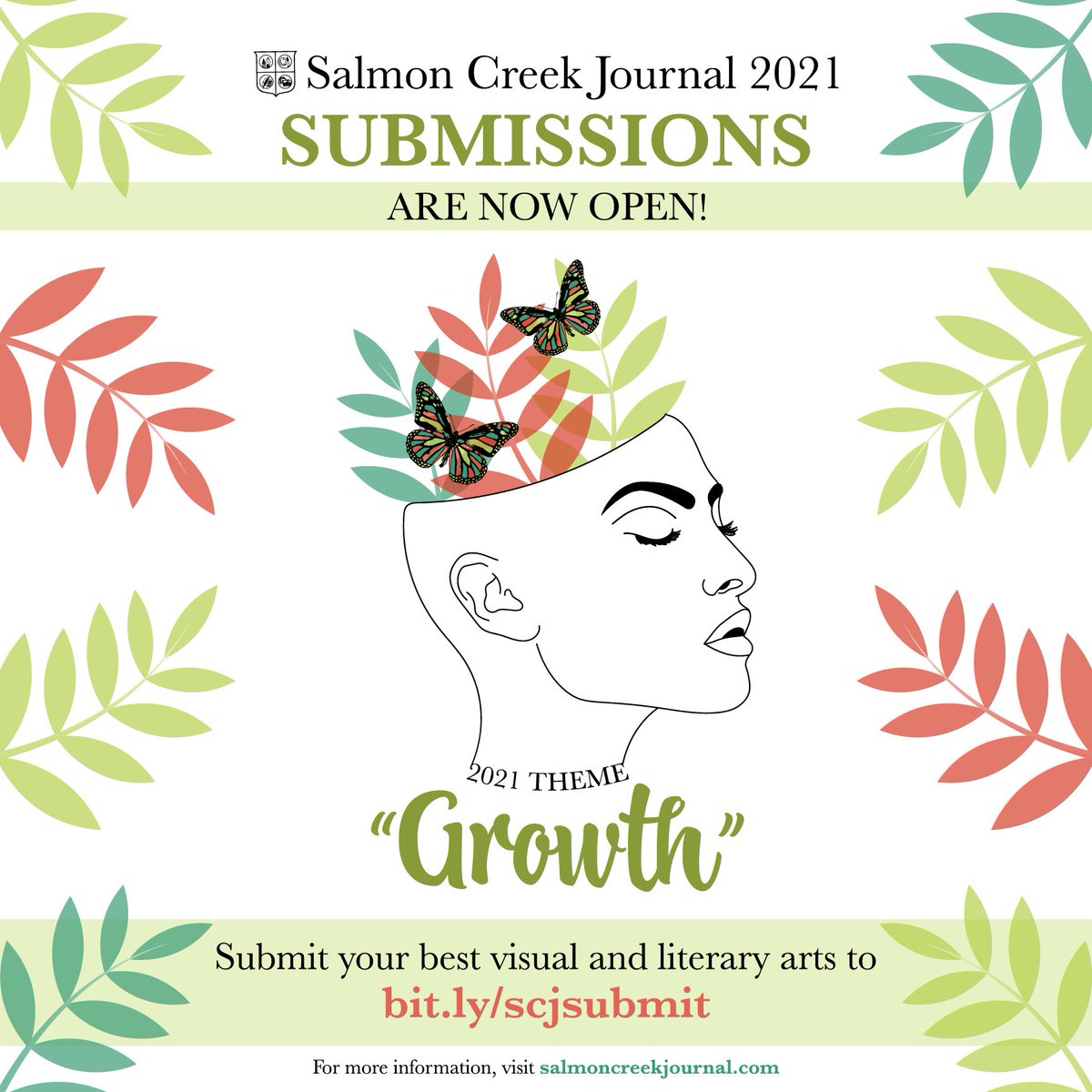 SCJWSUV's tweet photo. Submissions to the Salmon Creek Journal CLOSE THIS FRIDAY! Send us your best visual and literary art for a chance to be featured in our award-winning journal! https://t.co/fmTuVvmh2k