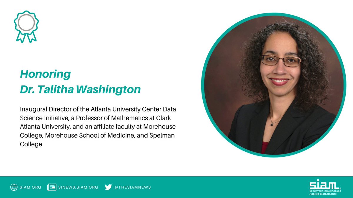 TheSIAMNews's tweet photo. In honor of Women's History Month, SIAM will be spotlighting female mathematicians throughout March. This week, we are featuring Dr. Talitha Washington. Learn more about her life and research! https://t.co/XqAPy7paJh #WomensHistoryMonth https://t.co/eMNFXm2pof