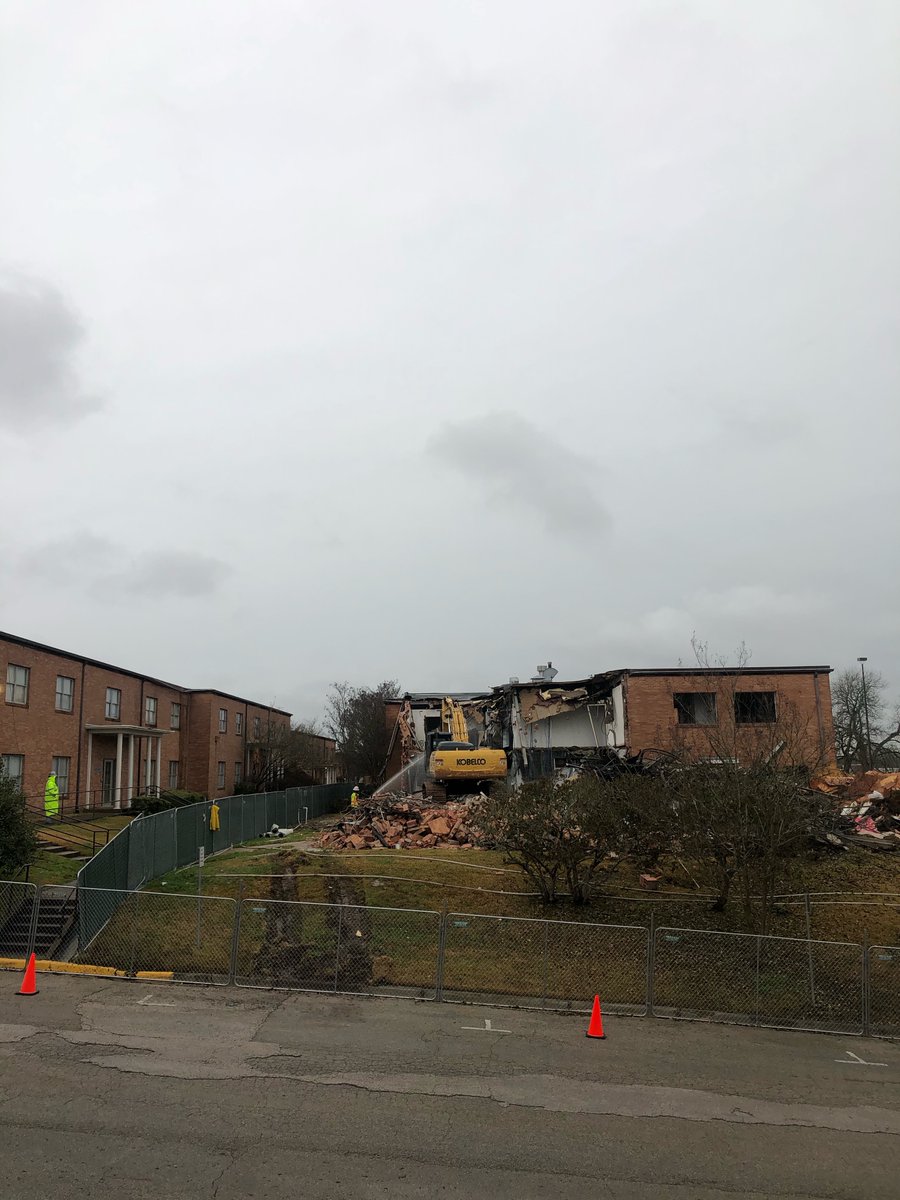 SHSUCJ's tweet photo. Today, the demolition of Sorority Hill has begun. Constructed in 1956, "The Hill" consisted of 8 residencies and were the oldest small houses on campus. What were some of your favorite memories at "The Hill"?  

(Photo provided by Murray Insurance Photographs)
#shsu #greeklife https://t.co/UUV3FYIe4P
