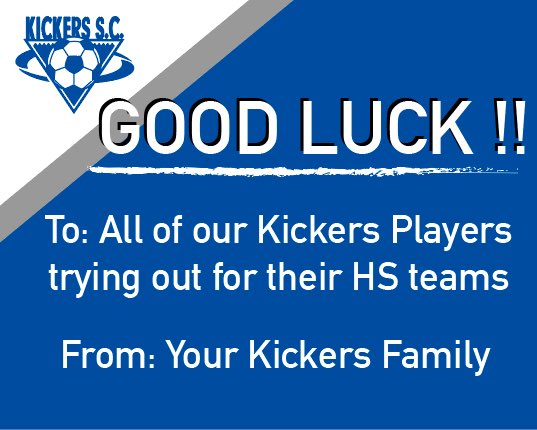 KickersSC's tweet image. Good luck to all of our Kickers HS Boys trying out for their school teams this week! We look forward to hearing and seeing their success! ⚽️💪🏼
