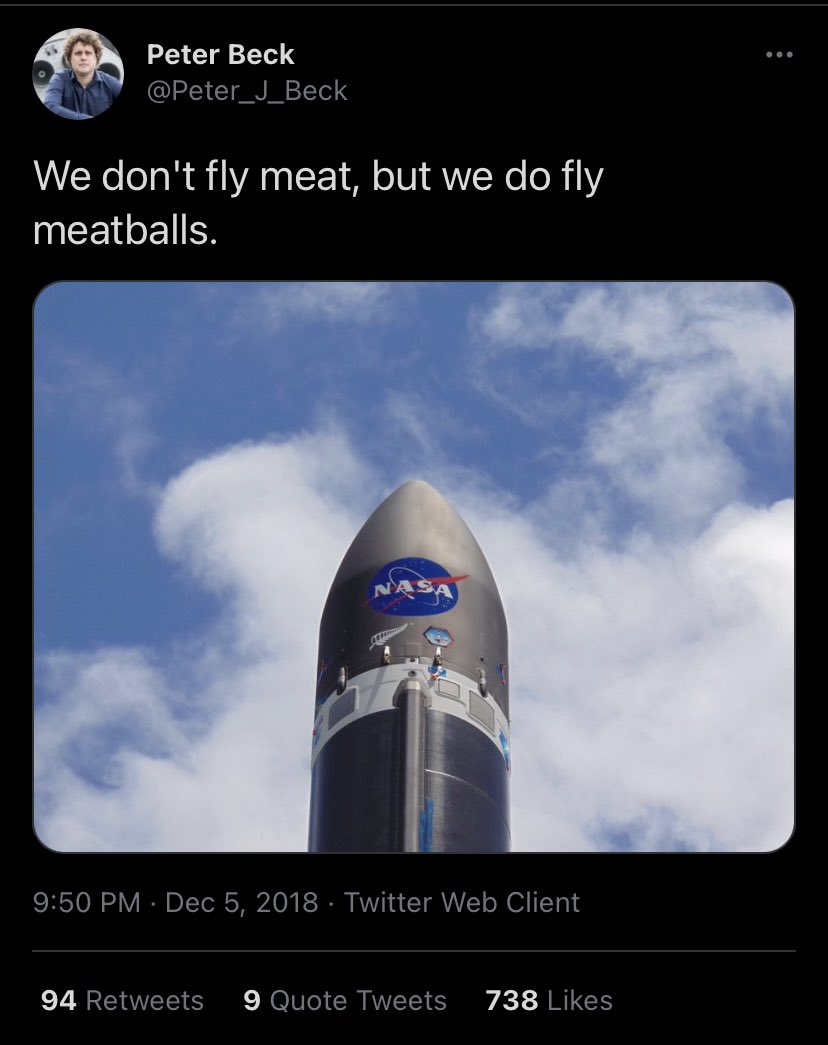 MW_go4launch's tweet image. First the hat 🧢 🍴 next some meat @Peter_J_Beck 🥩 Thanks for elevating our @NASA_LSP #VentureClass stock too 🤙 Actions speak louder than words 📢